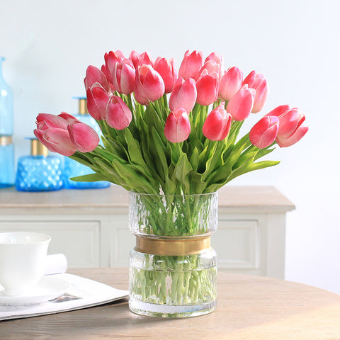 31PCS/LOT pu mini tulip flower real touch wedding flower bouquet artificial silk flowers for home party decoration